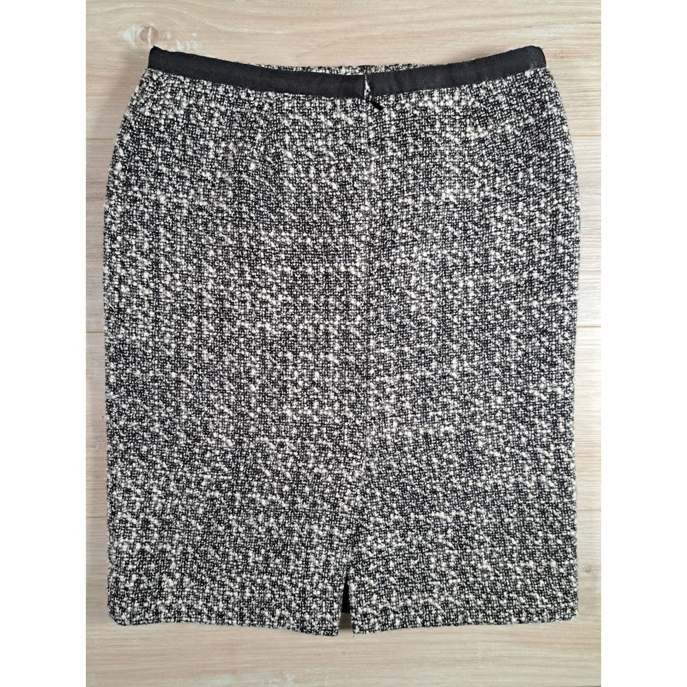 Ann Taylor Factory Black White Tweed Wool‎ Blend Pencil Skirt Bow Waist 4P - Picture 4 of 4